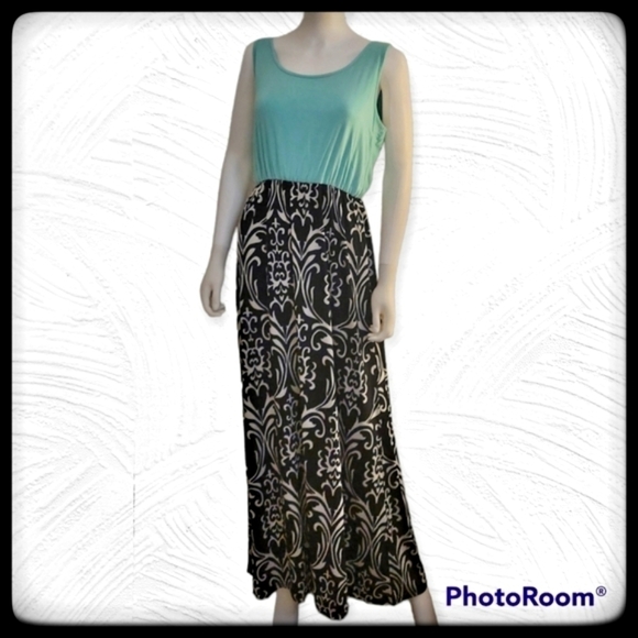 3/$30 ZATTCAS Sleeveless Damask Pattern Scoop Neck Maxi Beach Dress FLAWED - Picture 1 of 11